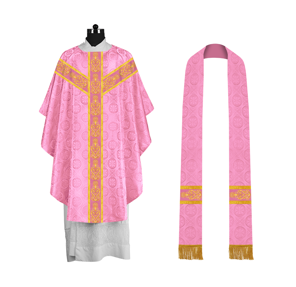 Handcrafted Gothic Chasuble with Traditional Embroidered Orphrey