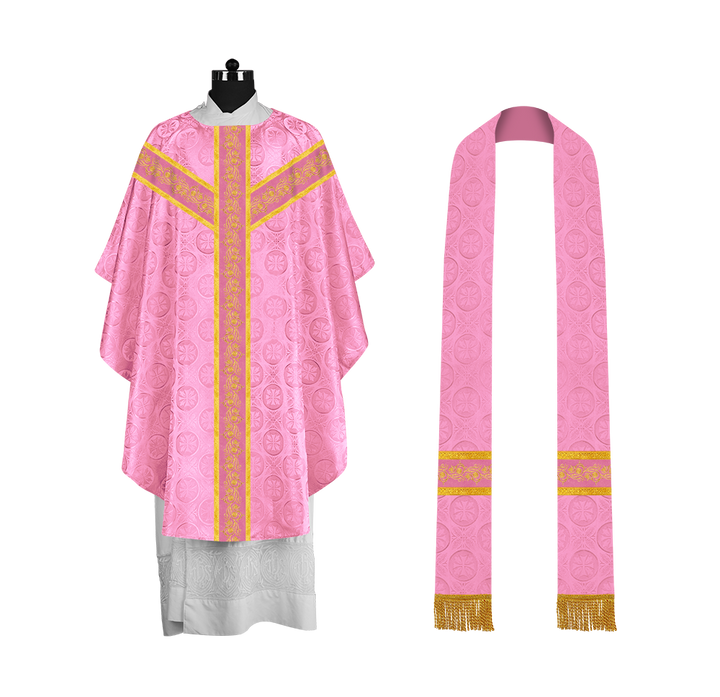 Elegant Gothic Chasuble for Priests with Grapes Embroidery