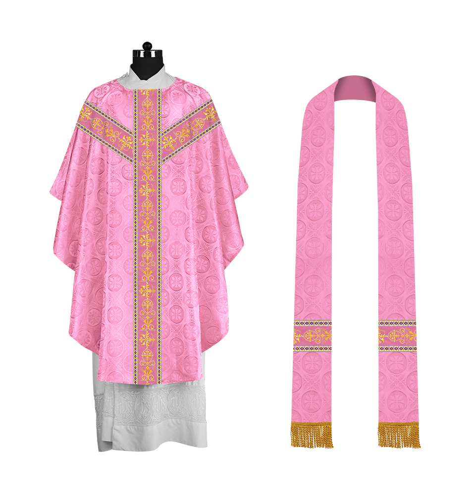 Elegant Gothic Chasuble with Embroidered Motif & Y-type Orphrey