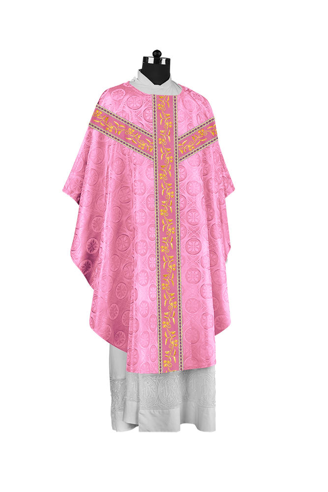 Traditional Gothic Chasuble Vestment with Floral Embroidery & Trims