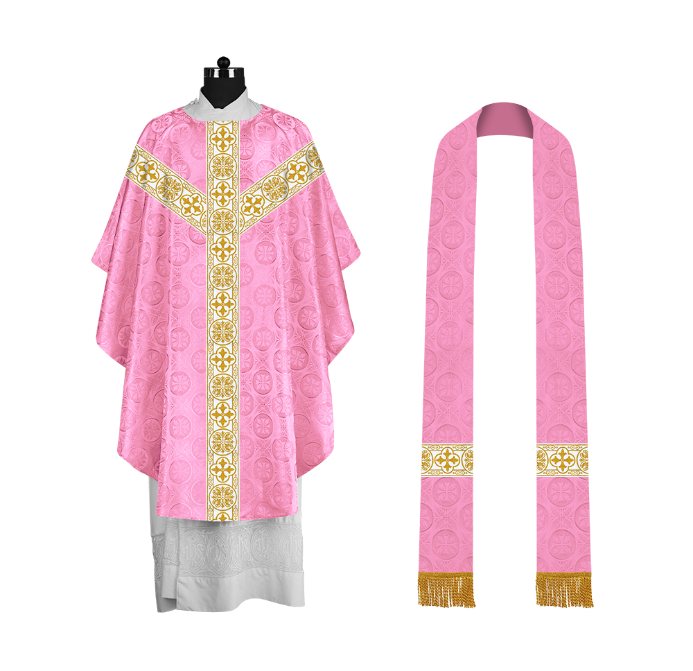 Priest Chasuble with Classic Braided Orphrey and Trims