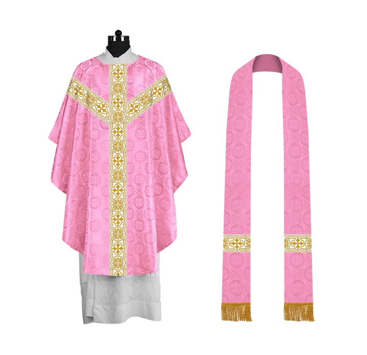 Priest Chasuble with Classic Braided Orphrey and Trims