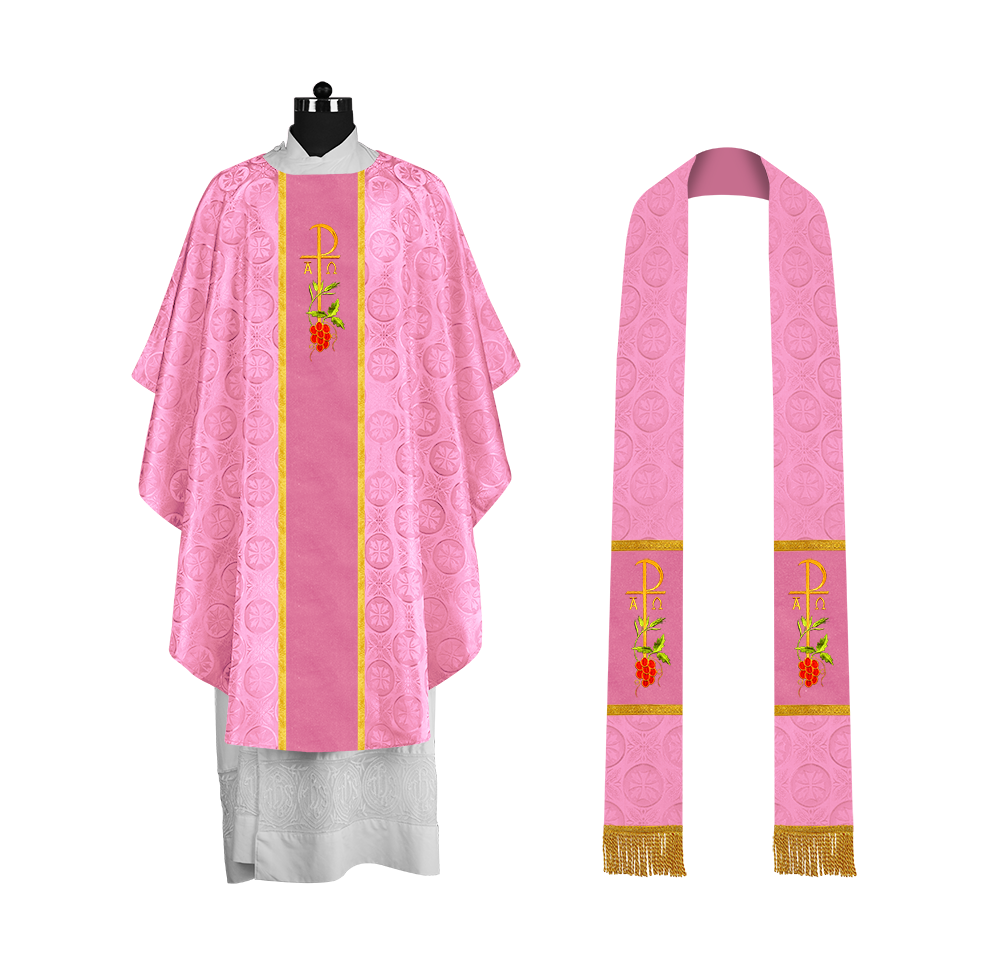 Gothic Chasuble with Elegant Embroidered Liturgical Motif