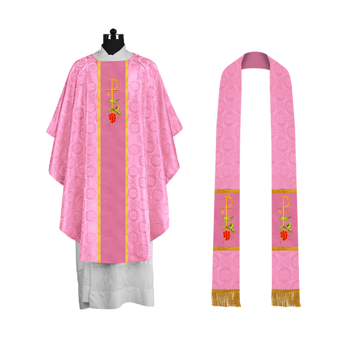Gothic Chasuble with Elegant Embroidered Liturgical Motif