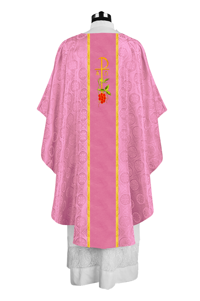 Gothic Chasuble with Elegant Embroidered Liturgical Motif