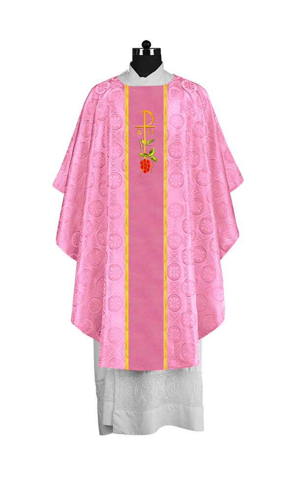 Gothic Chasuble with Elegant Embroidered Liturgical Motif