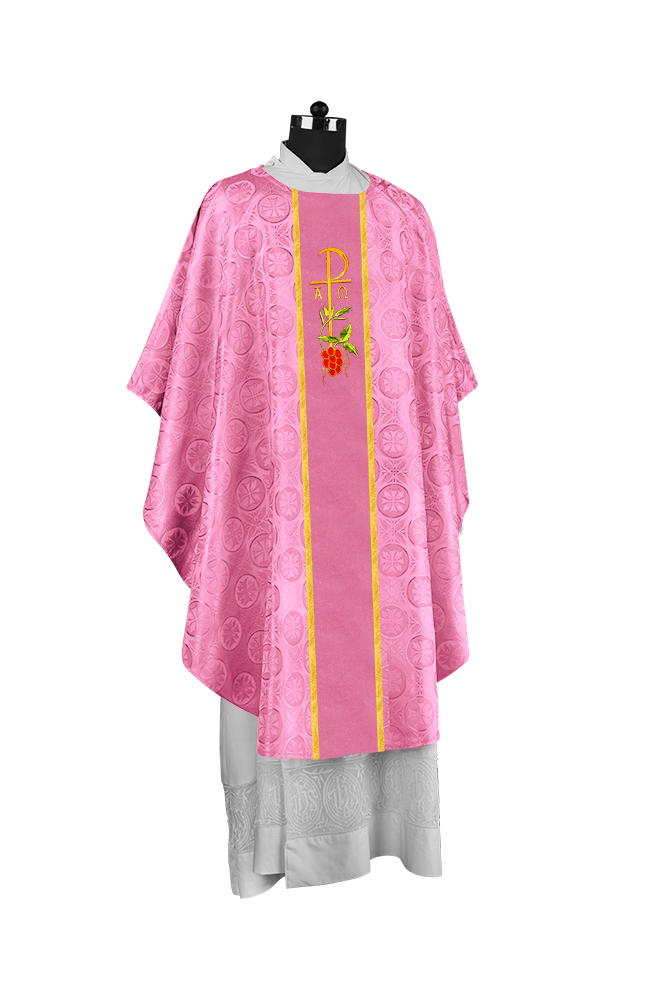 Gothic Chasuble with Elegant Embroidered Liturgical Motif