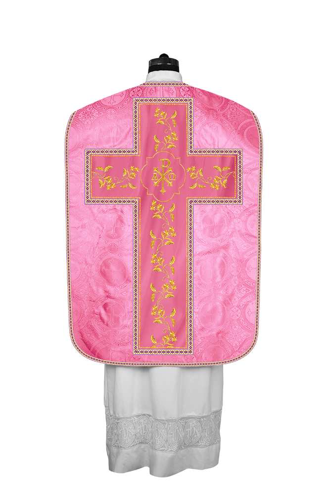 Roman Chasuble vestment with Floral Design and Trims