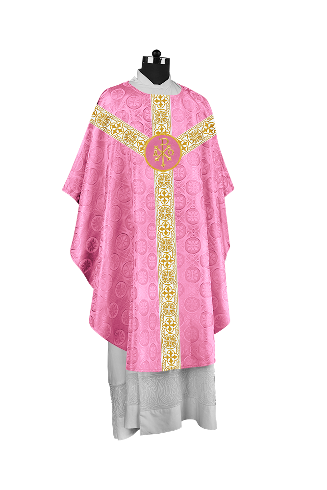 Priest Chasuble with Classic Braided Orphrey and Trims