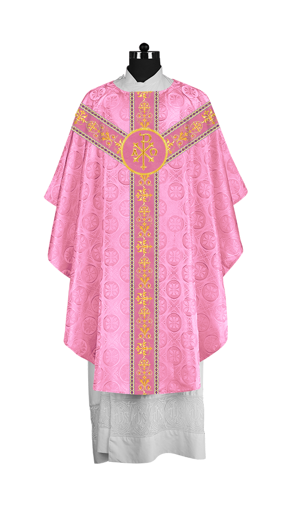 Elegant Gothic Chasuble with Embroidered Motif & Y-type Orphrey