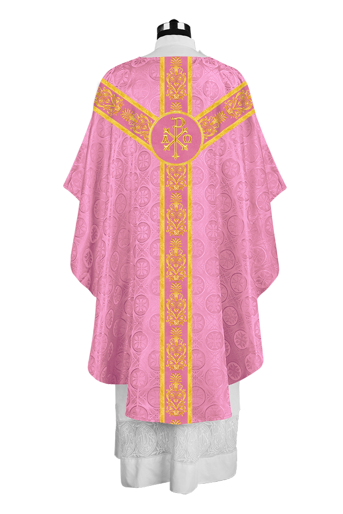 Handcrafted Gothic Chasuble with Traditional Embroidered Orphrey