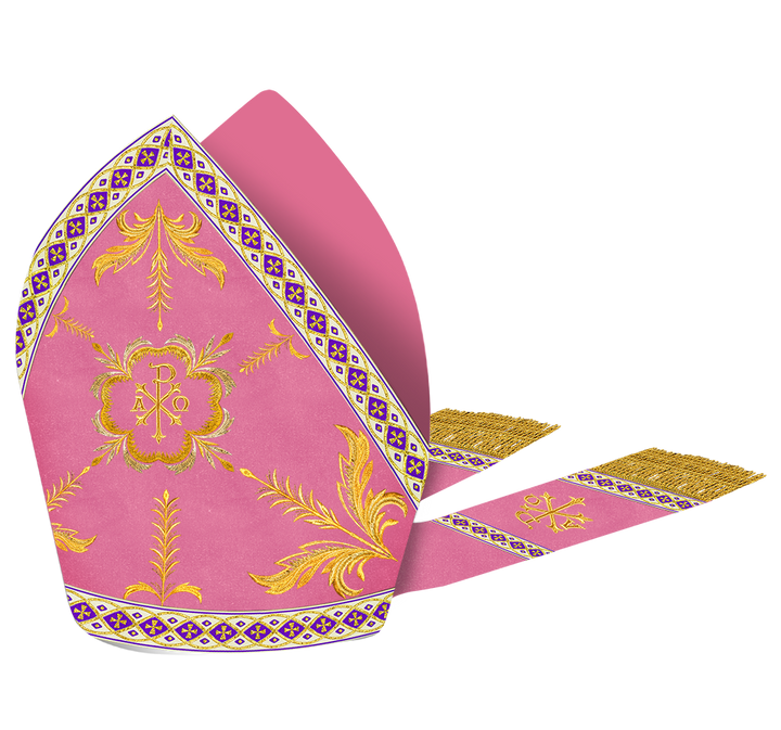 Mitre with Adorned Embroidery Motif and Trims