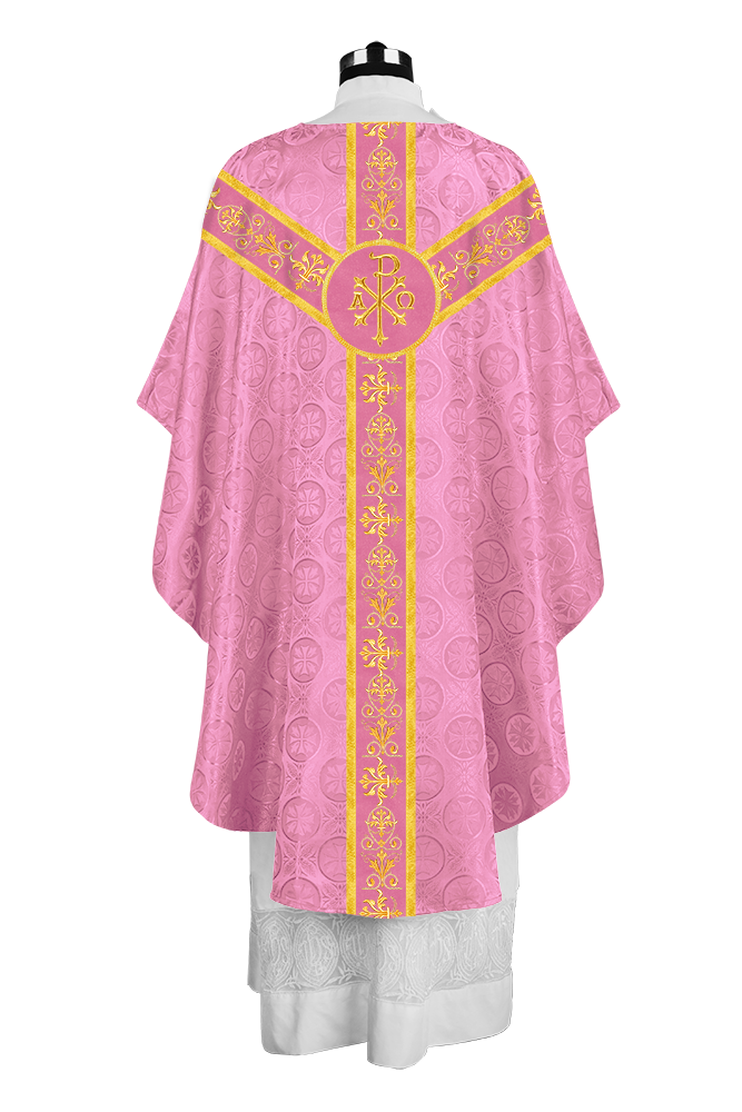 Ornate Priest Chasuble Vestment with Liturgical Embroidered Trims
