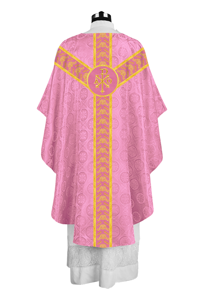 Traditional Gothic Chasuble Vestment with Embroidered Orphrey
