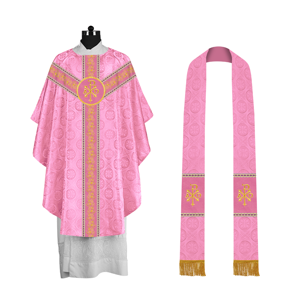 Priest Gothic Chasuble with Grapes Embroidered Orphrey