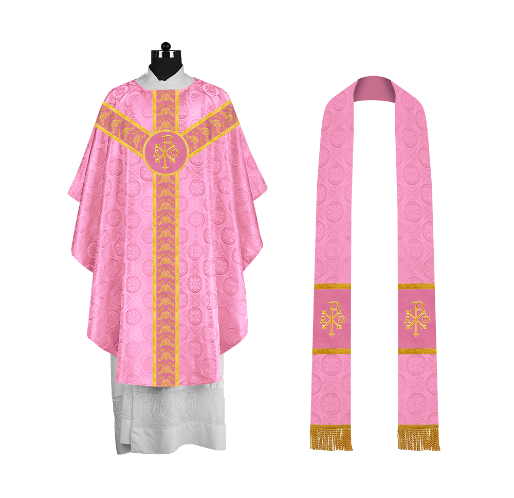 Traditional Gothic Chasuble Vestment with Embroidered Orphrey