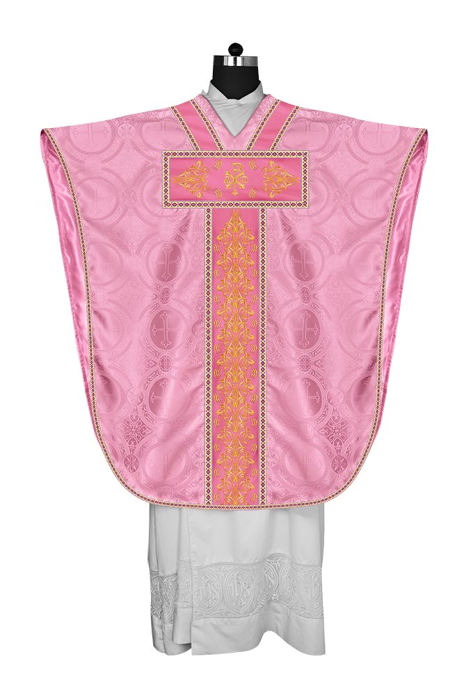 BORROMEAN CHASUBLE VESTMENT WITH BRAIDED ORPHREY AND TRIMS