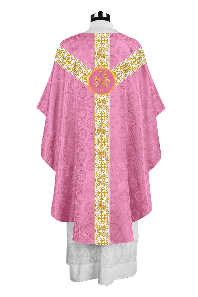 Priest Chasuble with Classic Braided Orphrey and Trims