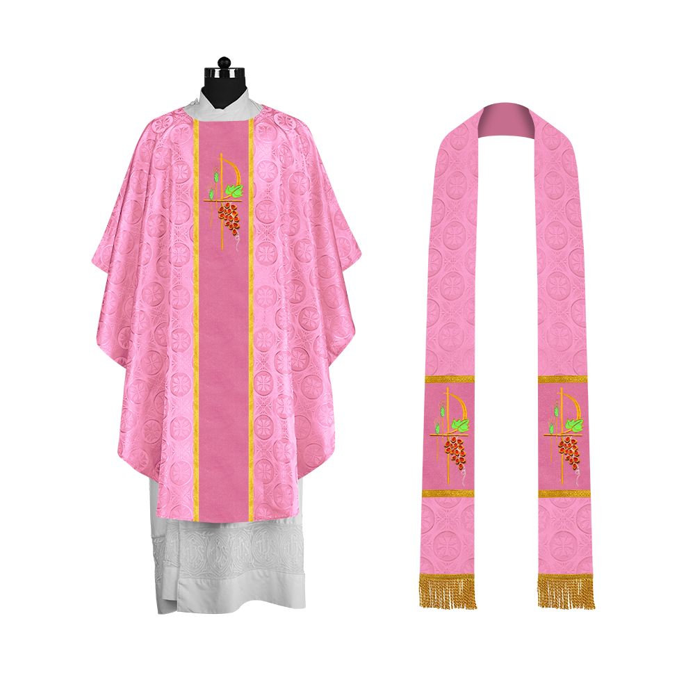 Gothic Chasuble with Elegant Embroidered Liturgical Motif