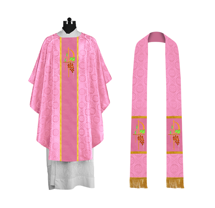 Gothic Chasuble with Elegant Embroidered Liturgical Motif