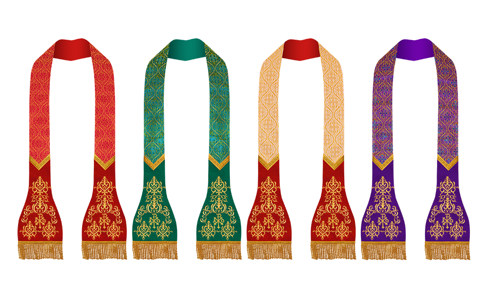 SET OF 4 ROMAN STOLE WITH ADORNED MOTIF