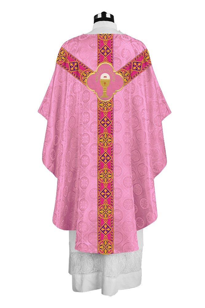 Traditional Liturgical Chasuble Adorned with Braided Orphrey
