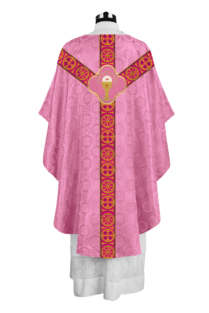 Handcrafted Liturgical Chasuble Adorned with Braided Orphrey