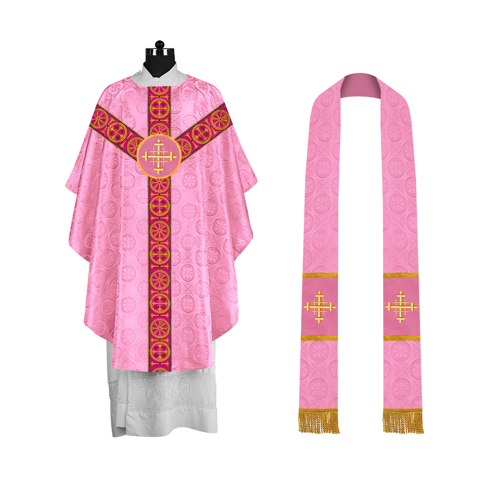 Gothic-Style Chasuble in Premium Fabric with Spiritual Motif