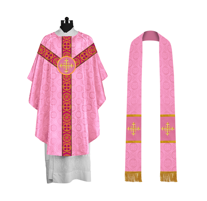 Gothic-Style Chasuble in Premium Fabric with Spiritual Motif