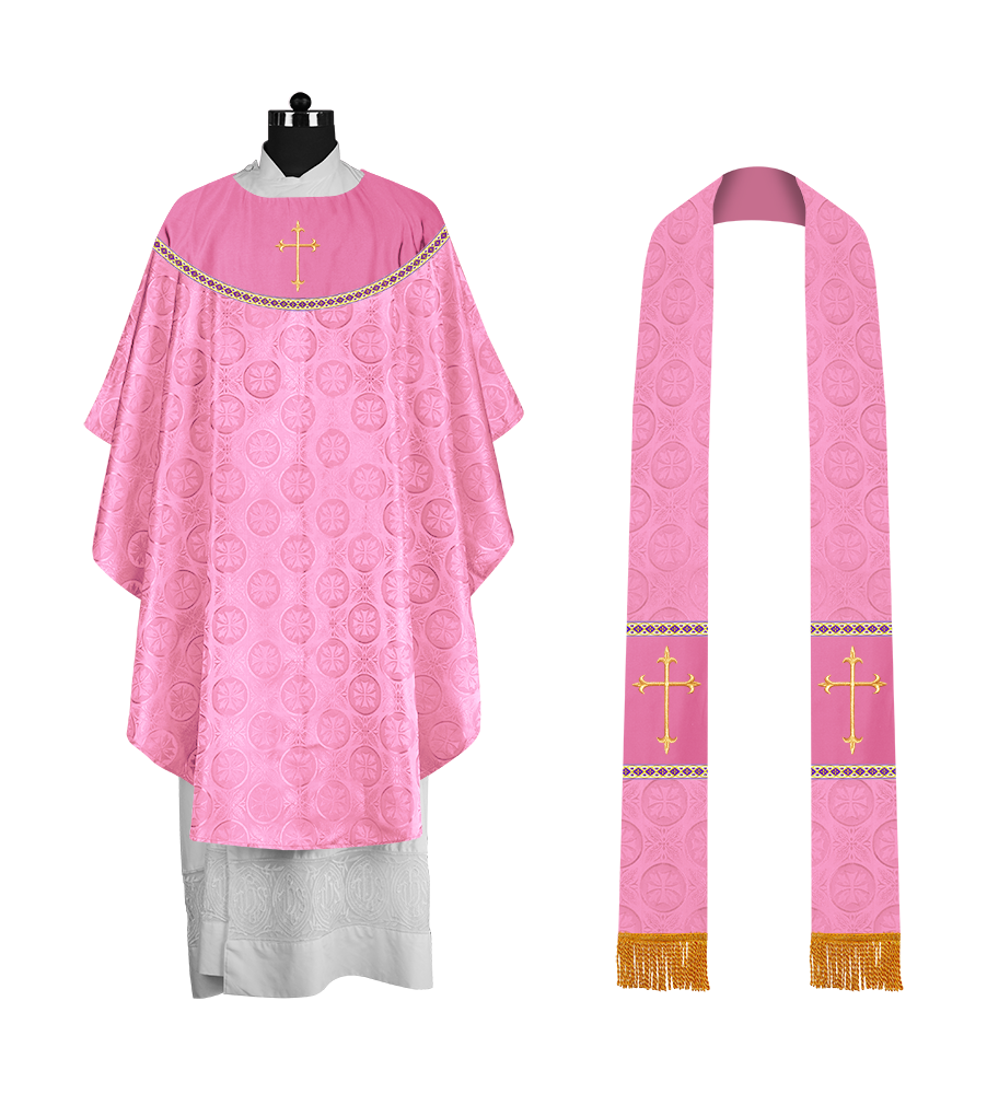 Gothic Chasuble Vestment with Elegant Cross Embroidery