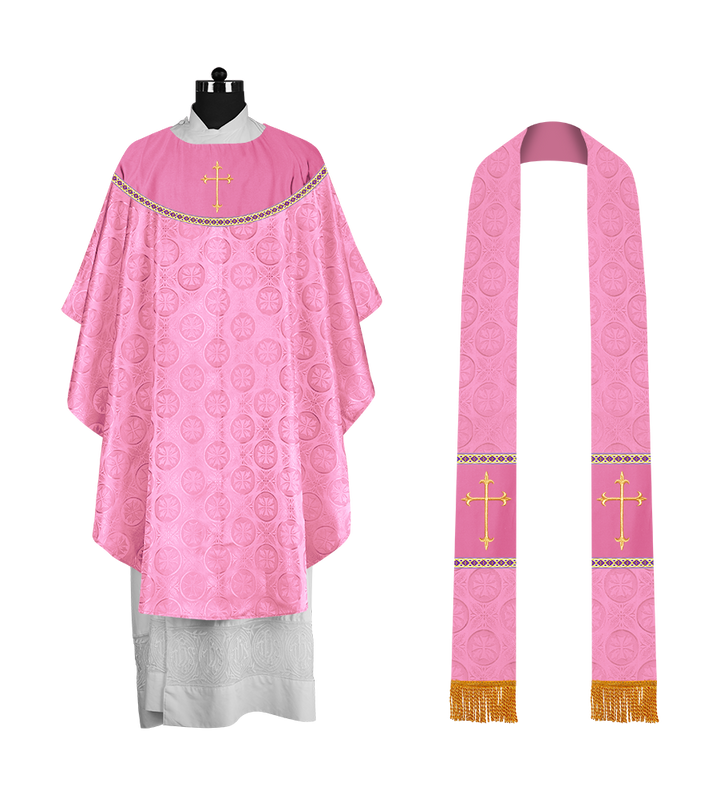 Gothic Chasuble Vestment with Elegant Cross Embroidery