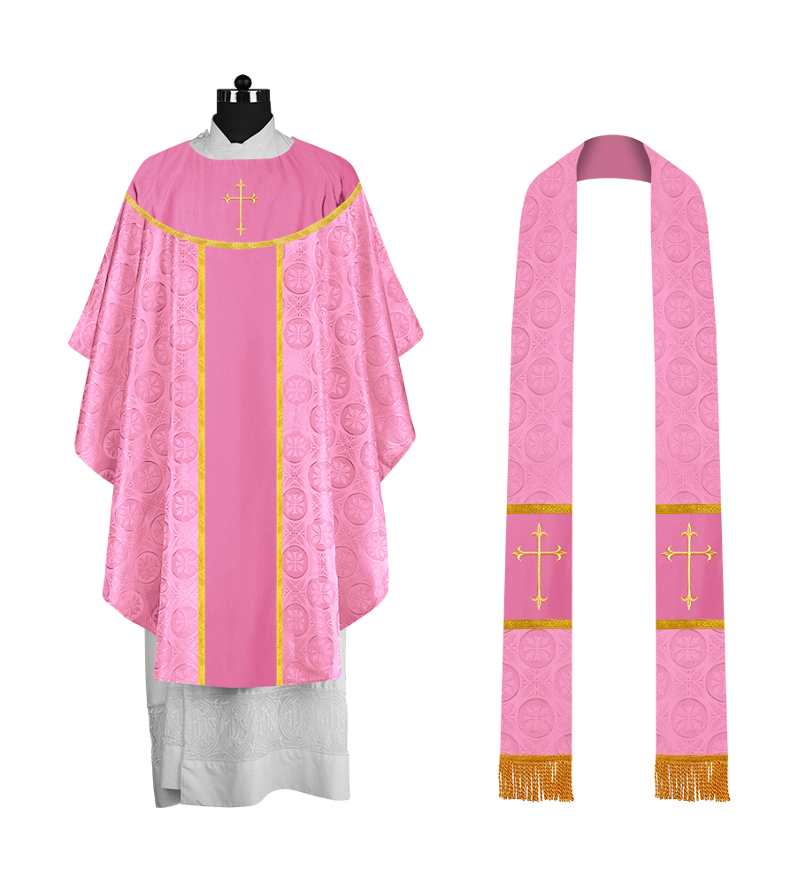 Ornate Gothic Chasuble with embroidered Cross Motif