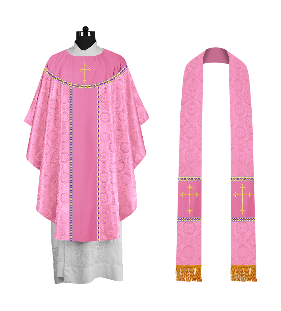 Ornate Gothic Chasuble with embroidered Cross Motif