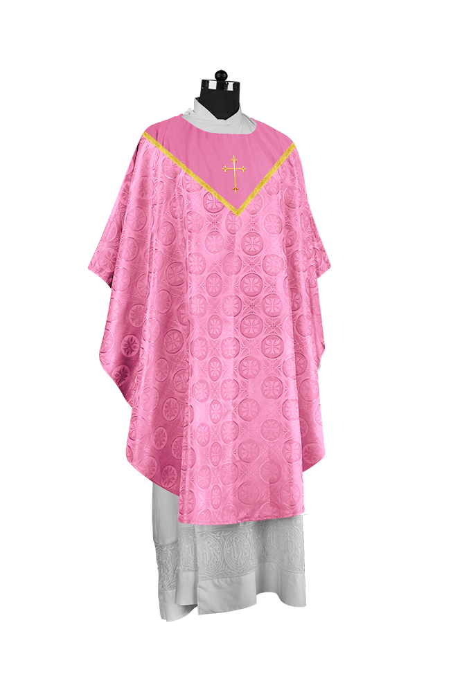 Gothic Chasuble Vestment with Elegant Cross Embroidery