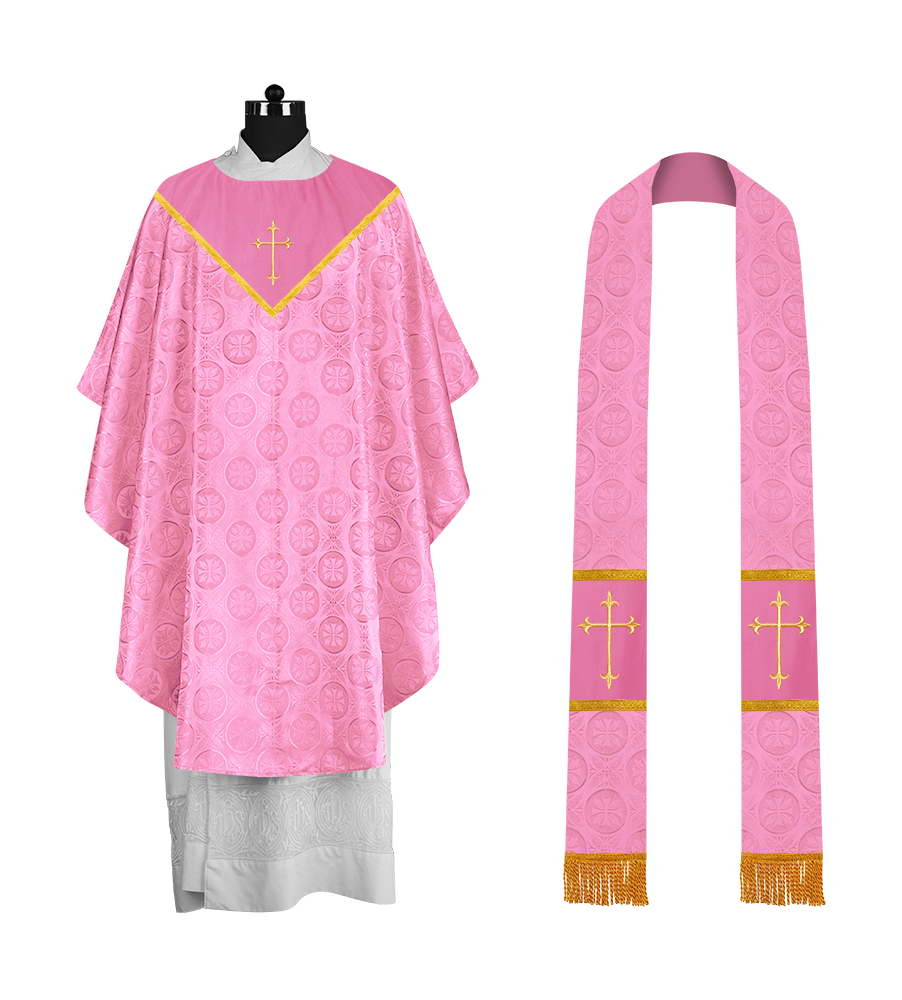Gothic Chasuble Vestment with Elegant Cross Embroidery