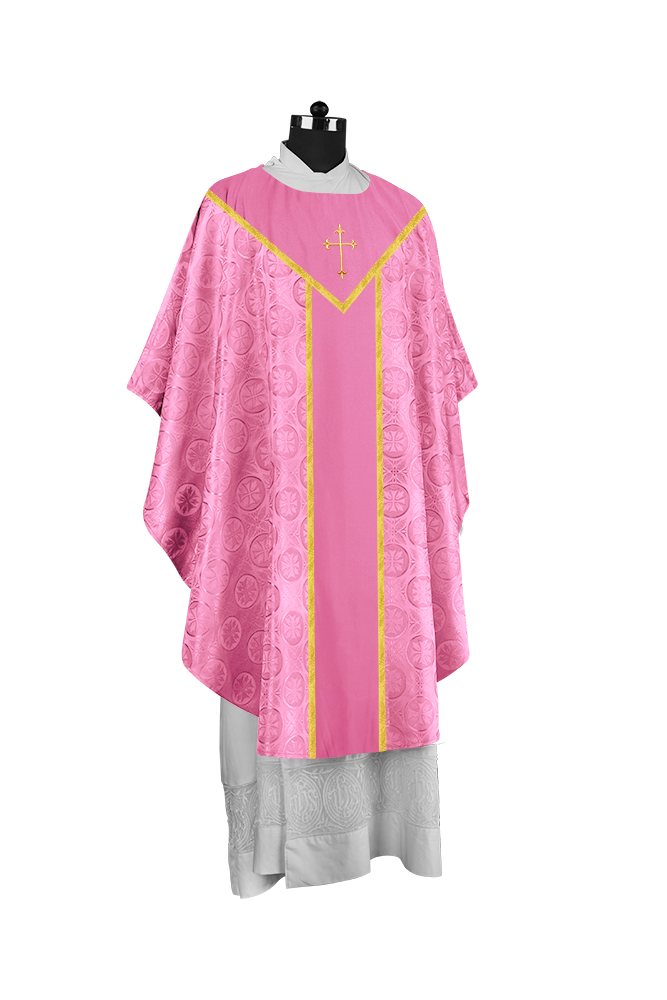 Ornate Gothic Chasuble with embroidered Cross Motif