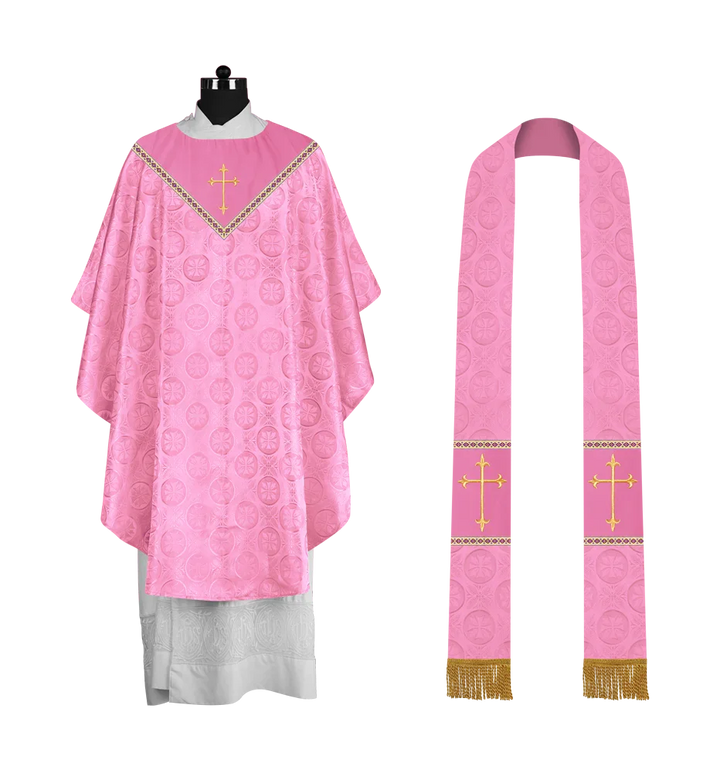 Gothic Chasuble Vestment with Elegant Cross Embroidery