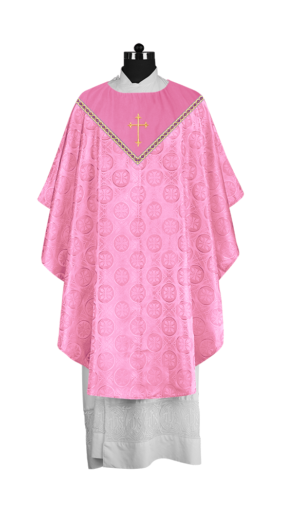 Gothic Chasuble Vestment with Elegant Cross Embroidery