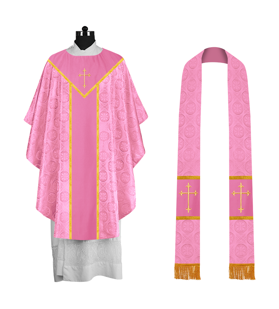 Ornate Gothic Chasuble with embroidered Cross Motif