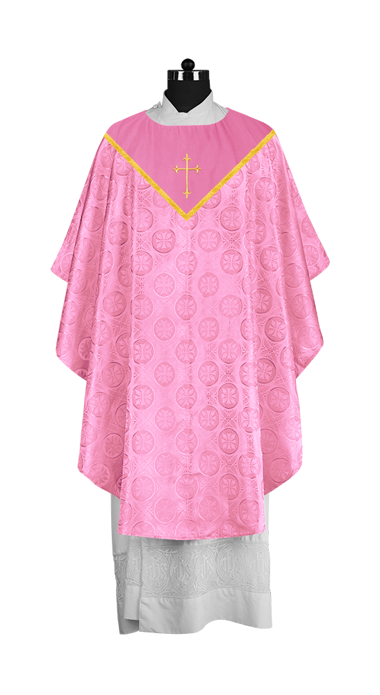 Gothic Chasuble Vestment with Elegant Cross Embroidery