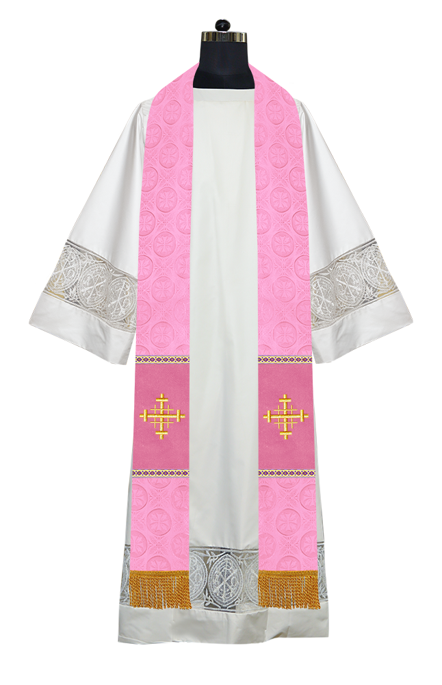 Traditional Minister Stole with Embroidered Cross Motif