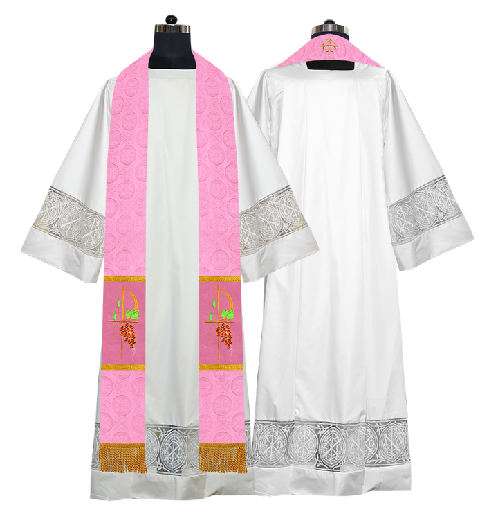 Elegant Clergy Stole with Grapes Embroidery