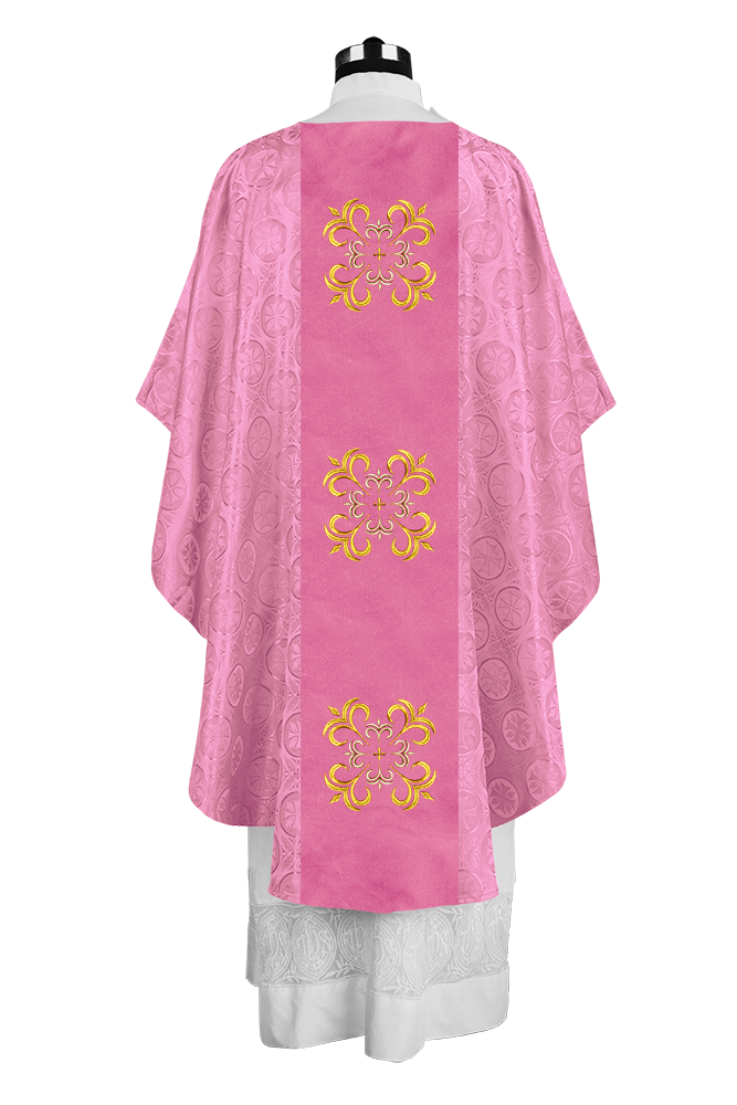 Embroidered Gothic Chasuble for Clergy with Liturgical Orphrey Design