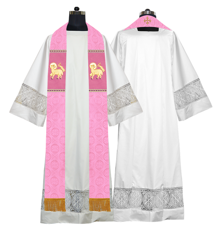Liturgical Stole Adorned with Spiritual Motif and Trims