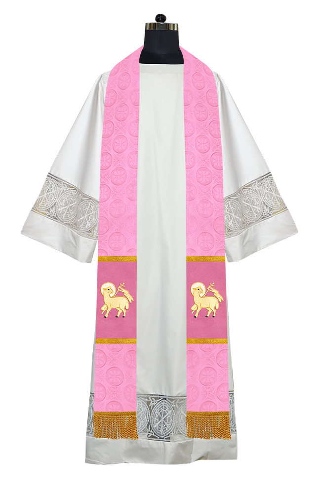 Handmade Pastor Stole with Embroidered Spiritual Motif