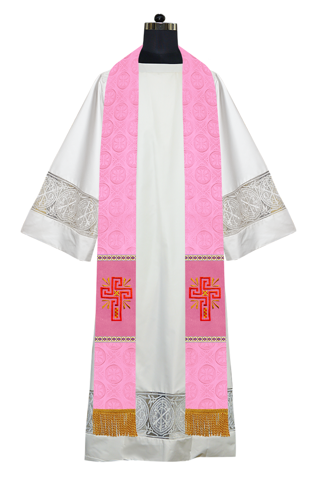 Traditional Minister Stole with Embroidered Cross Motif