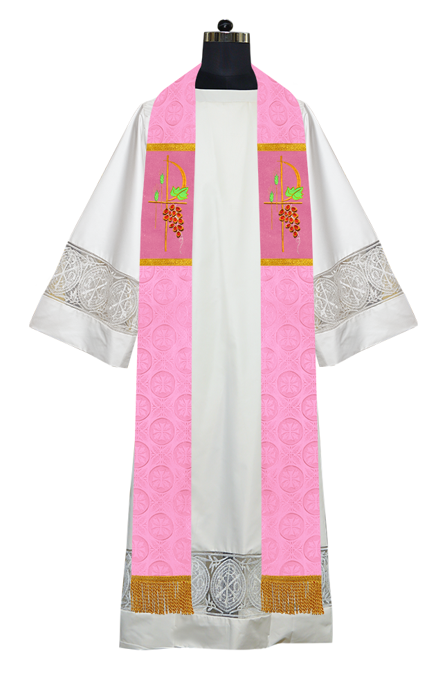 Elegant Clergy Stole with Grapes Embroidery