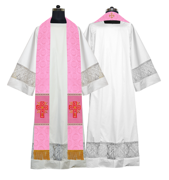 Traditional Minister Stole with Embroidered Cross Motif
