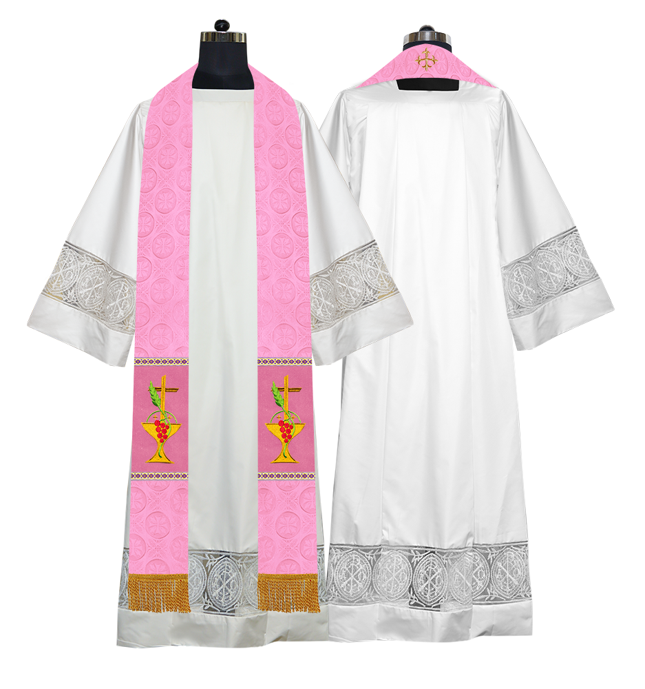 Clergy Stole with Ornate Embroidered Liturgical Motif