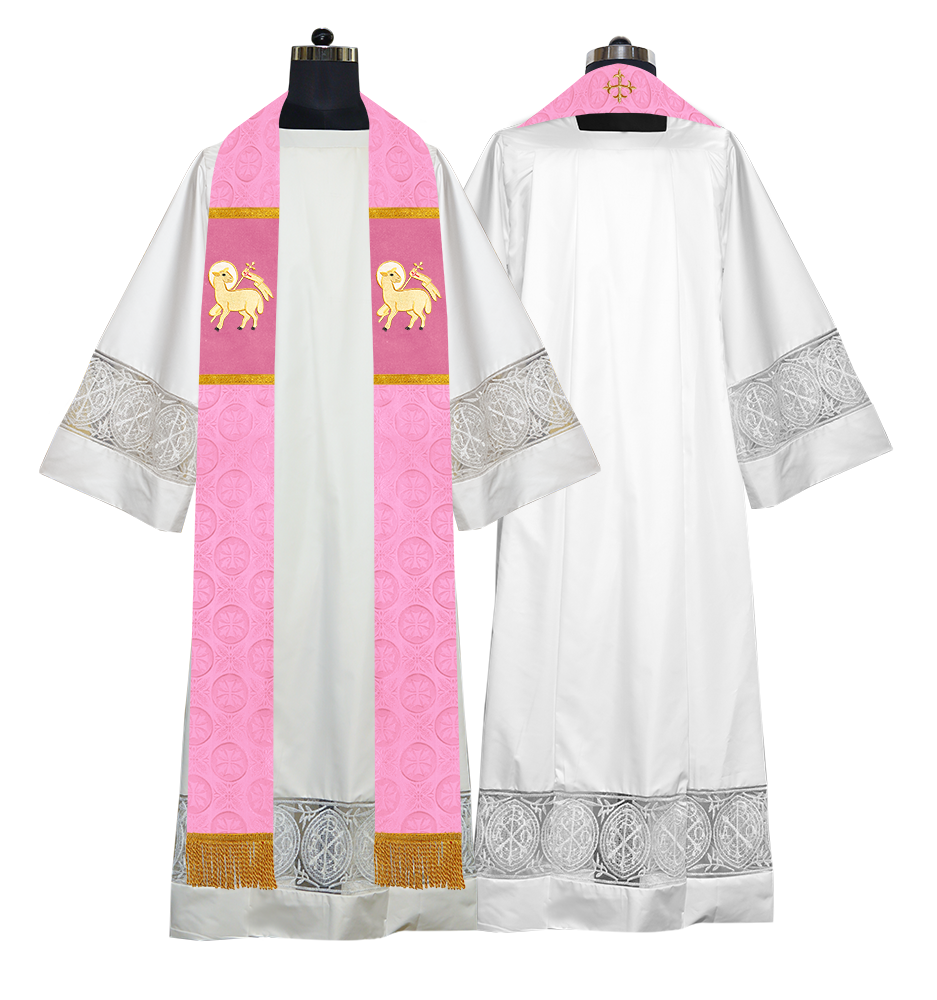 Handmade Pastor Stole with Embroidered Spiritual Motif